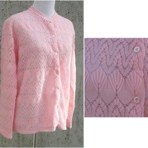 Miss Holly pointelle cardigan, pink, med